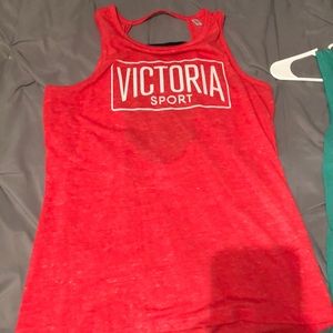 Red Victoria’s Secret workout shirt